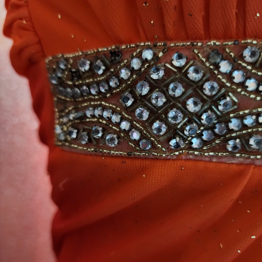 Orange Rhinestone Dress - Picture 3 of 4